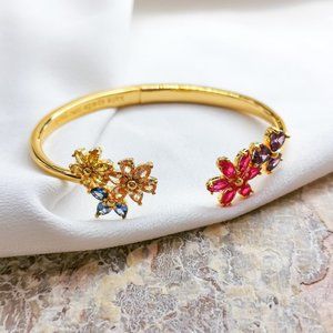Kate Spade | Gold First Bloom Multicolor Flex Cuff Bracelet